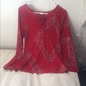 Silky long sleeve bandana top